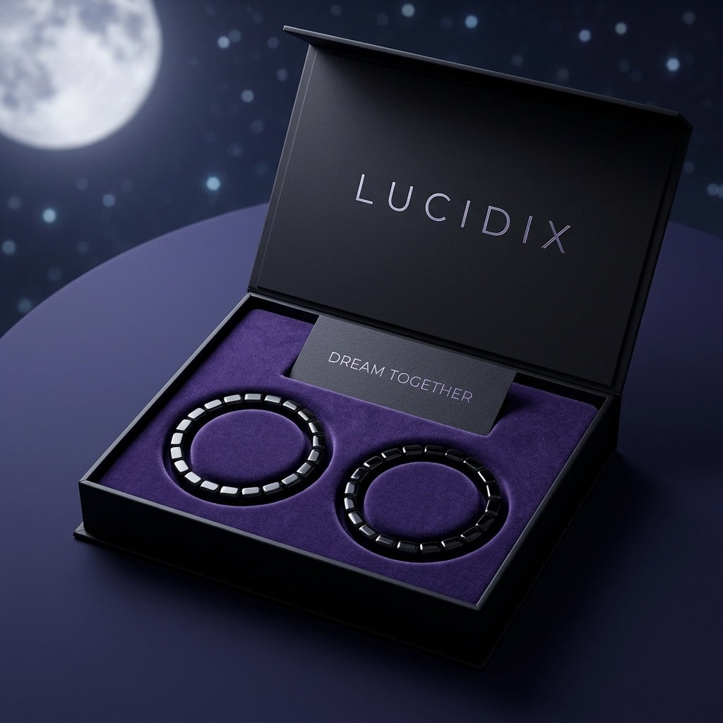 Lucidix Dream Together Pack โ two hematite bands in a gift box