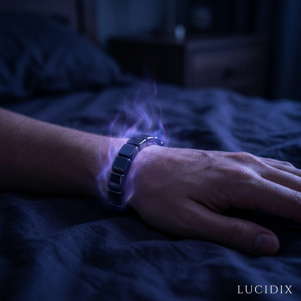 Lucidix Dream Band worn on a wrist at night